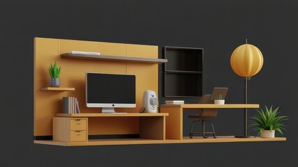 office desk with computer