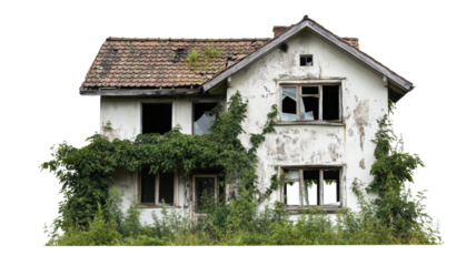 Abandoned house with broken windows