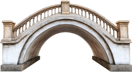 Arched bridge, isolated on transparent background