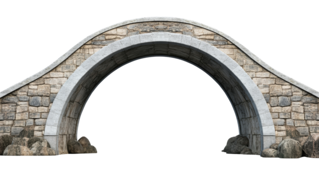 Arched bridge, isolated on transparent background
