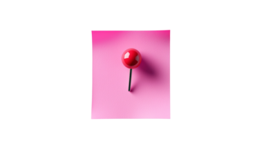 Red Pin on Pink Note for Reminder and Annotation Isolated on transparent background