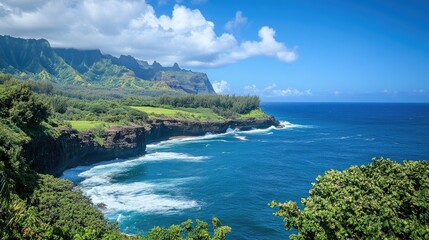 Dramatic Kauai Coastline Scenic Ocean View