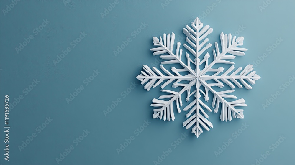 Poster a single white snowflake on a blue background
