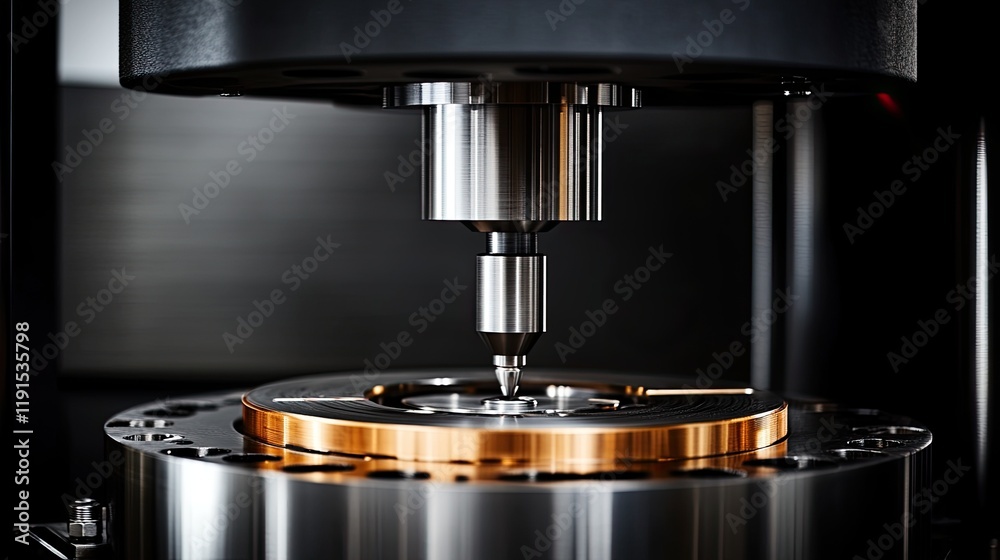 Poster precision industrial testing machine close up view