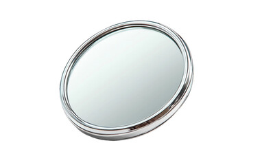 Round Silver Mirror with Reflective Surface Isolated on transparent background