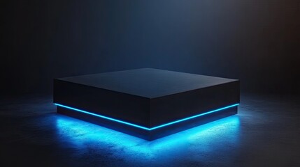 Illuminated Black Cube Platform Digital Background