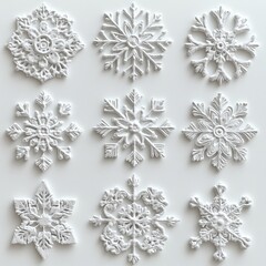 Intricate snowflake designs showcase unique patterns and texture