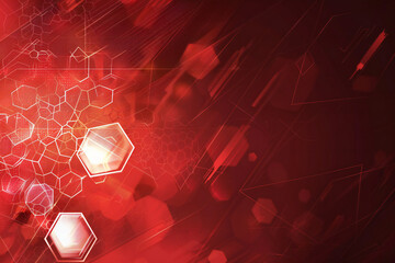 Abstract Red Background with Soccer Balls and Hexagonal Shapes for a Modern Sports Design