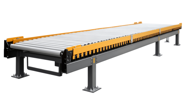 Conveyor belt system efficient and durable, isolated on transparent background