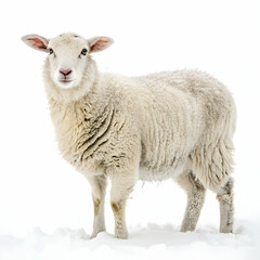 Adorable Fluffy Sheep Winter Snow Scene Farm Animal Photography pet wool cute cold pure calm soft   