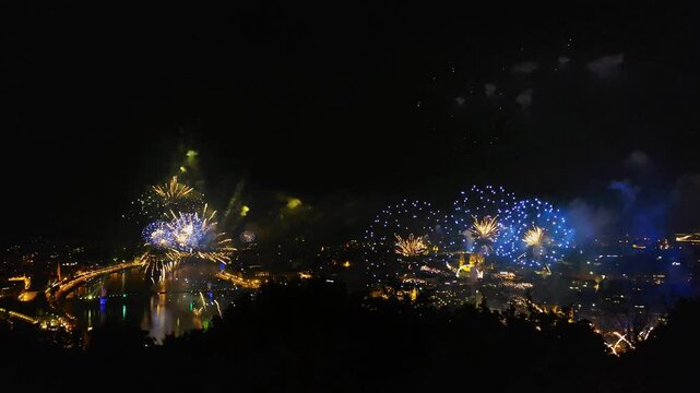 Budapest fireworks show on August 20th. St. Stephen’s Day. Festival in Budapest, Hungary.