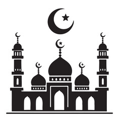 Elegant Silhouette Mosque Icon Design Islamic Architecture