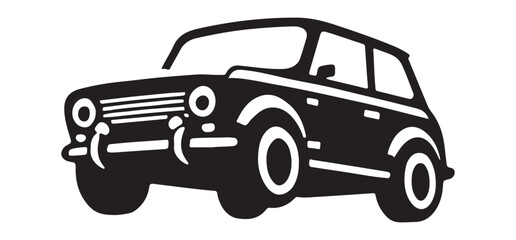 Retro Mini Car Silhouette Illustration  Nostalgic and Charming Design