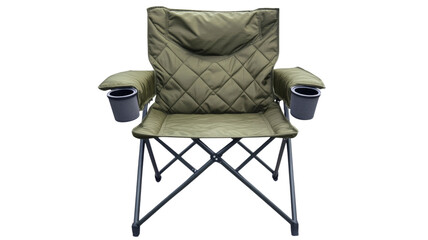 folding chair with cup holders comfortable outdoor chair, isolated on transparent background