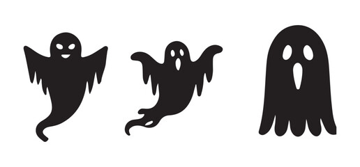 Eerie Silhouette Halloween Ghost Illustrations for Spooky Crafts and Designs
