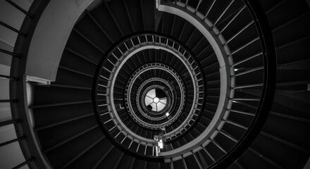 circular monochrome pattern, concentric rings, hypnotic spiral, geometric design, black and white, intricate details, optical illusion, symmetrical composition, abstract art, radial structure, futuris