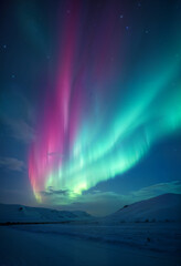 Aurora borealis effect on a gradient night sky