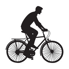 Fototapeta premium Man Riding Bicycle Silhouette Vector Illustration for Cycling Designs