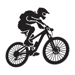 Naklejka premium Exciting Mountain Biking Silhouette Illustration