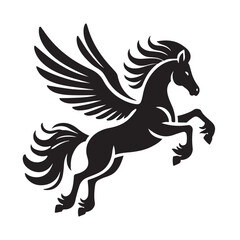 Majestic Pegasus Silhouette Vector Illustration