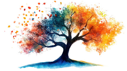 Colorful tree transparent background