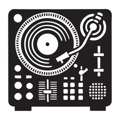 Obraz premium Turntable Silhouette Illustration for Music Lovers