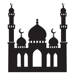 Silhouette Illustration of a Traditional Mosque