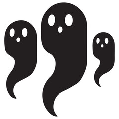 Three Cute Ghost Silhouettes Vector Illustration for Halloween