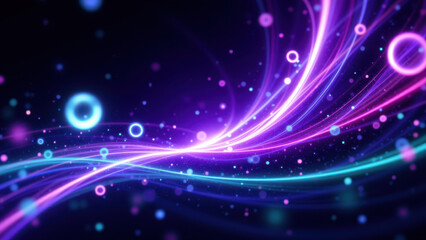 Obraz premium Vibrant abstract background with flowing lines and floating circles.