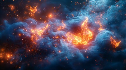 Fototapeta premium Dynamic swirling flames and smoke creating abstract patterns in vibrant colors