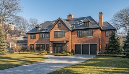 Luxury Home with Brick, Siding Trim, Double Garage, and Driveway