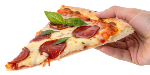 A slice of pizza with salami, cheese, and pepperoni