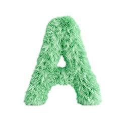 Soft fluffy mint green letter A ideal for decorative purposes or children's rooms