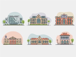 Six Different Architectural Styles of Buildings Illustrated