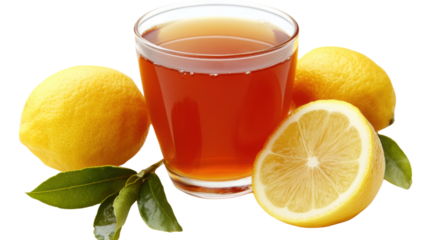 Tea with lemon transparent background