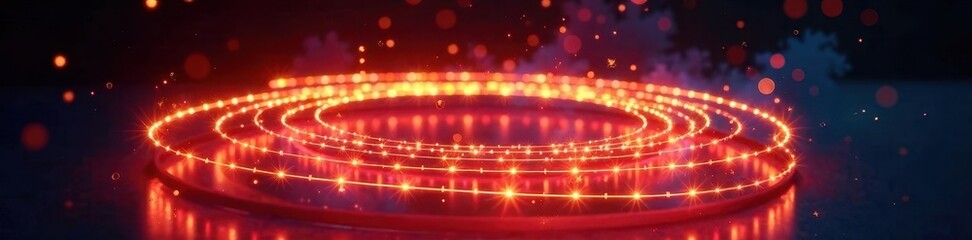 Obraz premium Incandescent spiral, dramatic lighting Dark background emphasizes light trails , illumination, filament