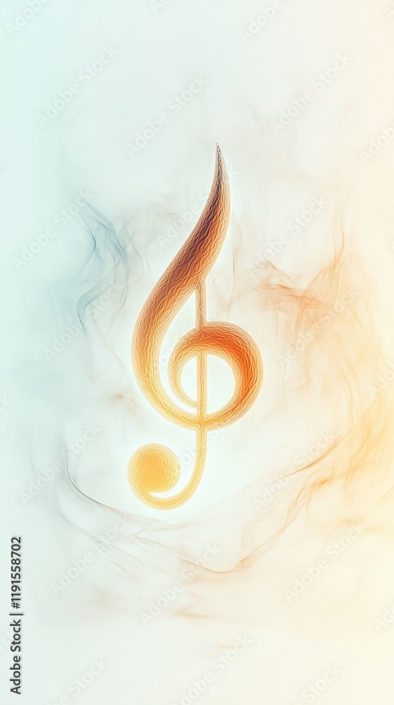 Poster vibrant treble clef appears, seemingly formed from swirling smoke, creating a visually captivating r