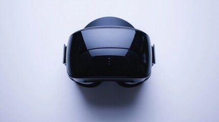 Sleek VR headset positioned against minimalist backdrop, showcas
