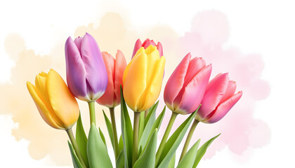 Naklejka premium Colorful tulips in a bouquet against a soft background