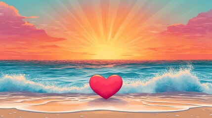 Fototapeta premium heart on the beach