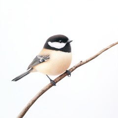 Obraz premium Minimalist Illustration of a Chickadee Perched on a Branch 11