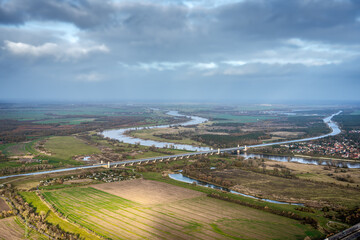 The Magdeburg waterway junction connects the Elbe and the Mittelland Canal, an impressive structure with a unique water bridge and great importance for shipping.