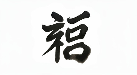 Calligraphy art featuring Chinese symbol of luck in elegant brush strokes