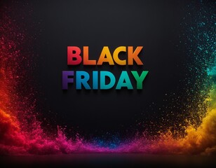 Colorful Black Friday promotional graphic featuring elements. Ai generated