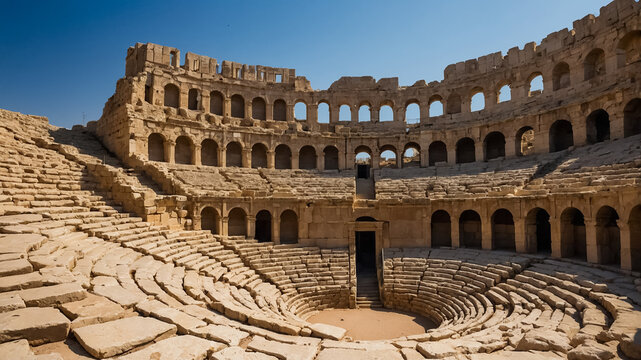 stunning roman amphitheater Amman Jordan, sunny day