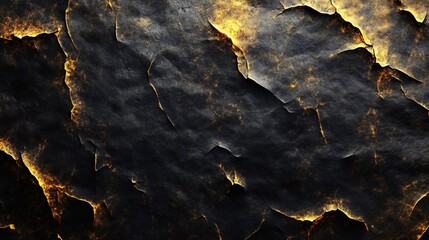 Fototapeta premium Textured black and gold surface displaying a unique pattern of cracks and highlights
