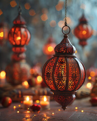 Hanging arabic lanterns,  Islamic background