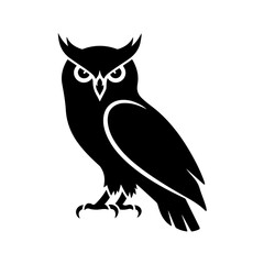 Minimalist Owl Silhouette - Black and White Wildlife Vector Design