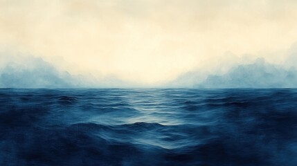 Obraz premium Serene Ocean Meets Misty Mountainscape