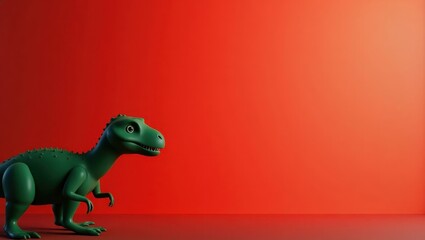 Rich forest green dinosaur silhouette on left. Green dinosaur toy, pla